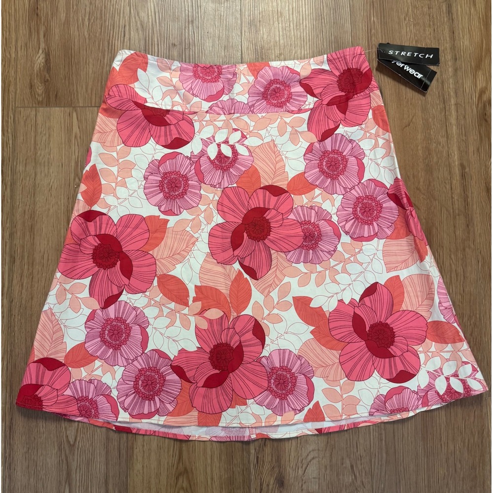 Vintage Byerwear Pink Floral A-Line Skirt Y2K 90s Stretch NWT USA Size 11